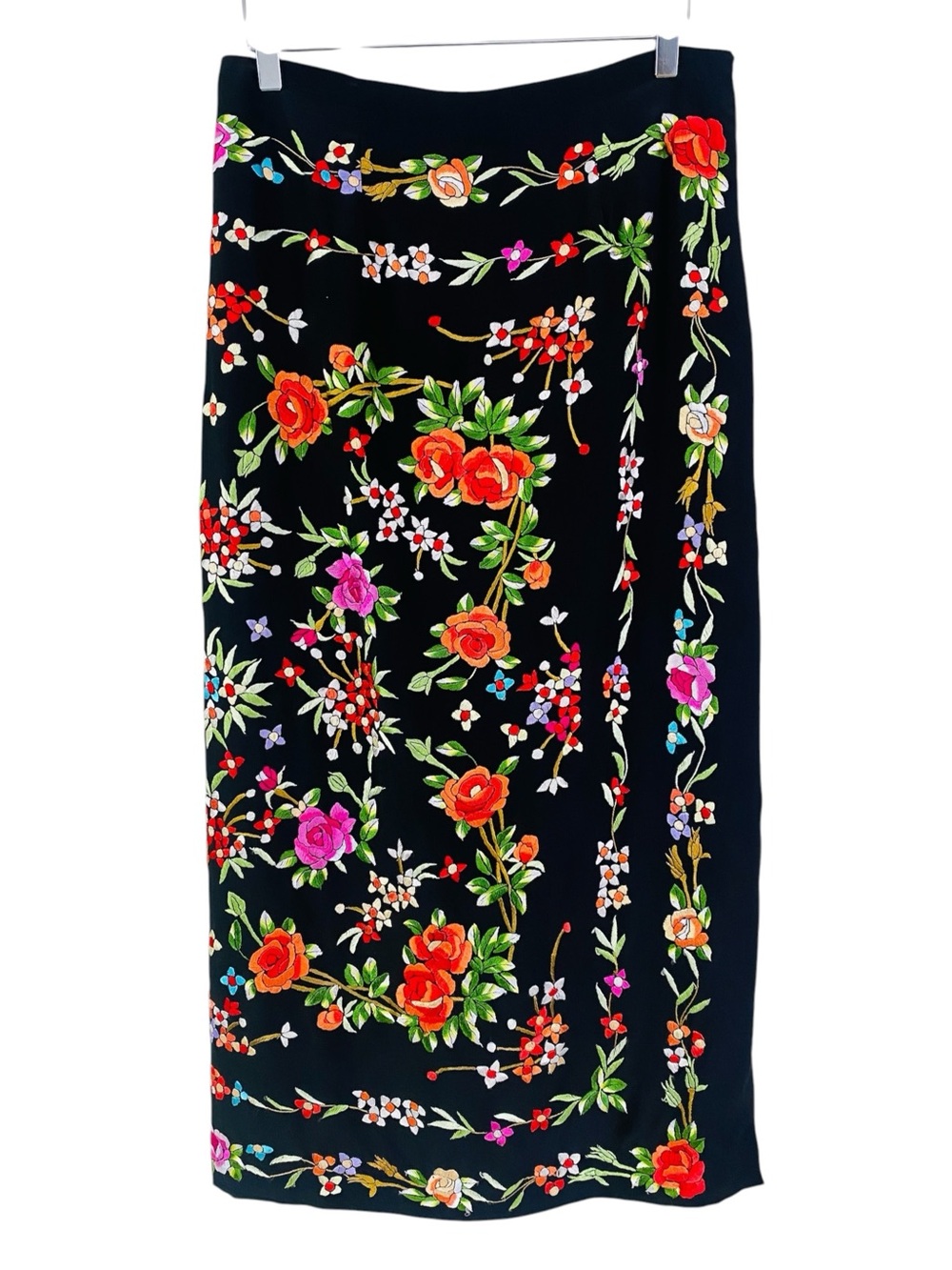 Corey Lynn Calter Vintage Silk Embroidered Skirt Size 10